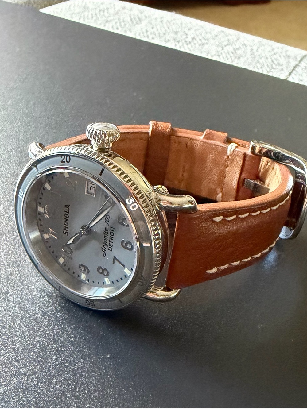 Shinola The Runwell Women’s Brown Leather Strap Watch with Gray and Silver Dial